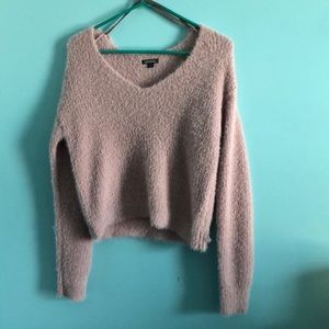 Fuzzy long sleeve v-neck